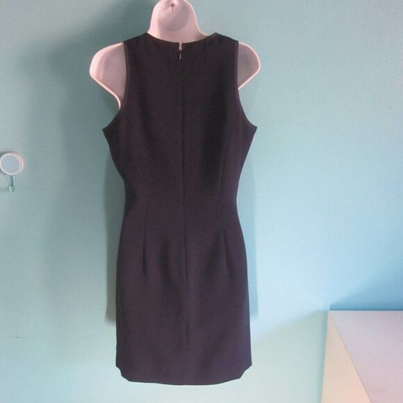 Oberon Women Size 8 VINTAGE Classic Navy Career Sheath Dress Sleeveless Rear Zip - Picture 3 of 11